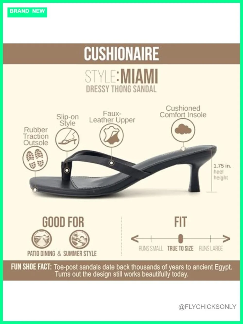 Kitten Heel Thong Sandals with Memory Foam, Slip On Dressy Heeled Sandals